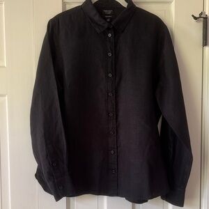 J. Crew Baird McNutt Irish Linen Black Button-Up Shirt
